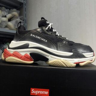 (Tặng Dây+túi +video)  giày balenciaga trips 1:1 đen đỏ