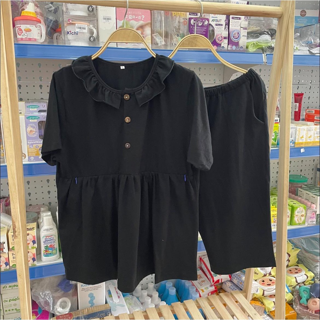 Bộ lửng bầu sau sinh babydoll thun lạnh, bộ bộ bầu mặc nhà mùa hè