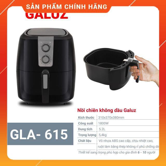 [FreeShip] NỒI CHIÊN KHÔNG DẦU GALUZ GLA-615 5,2 LÍT TẶNG KÈM BÌNH XỊT DẦU