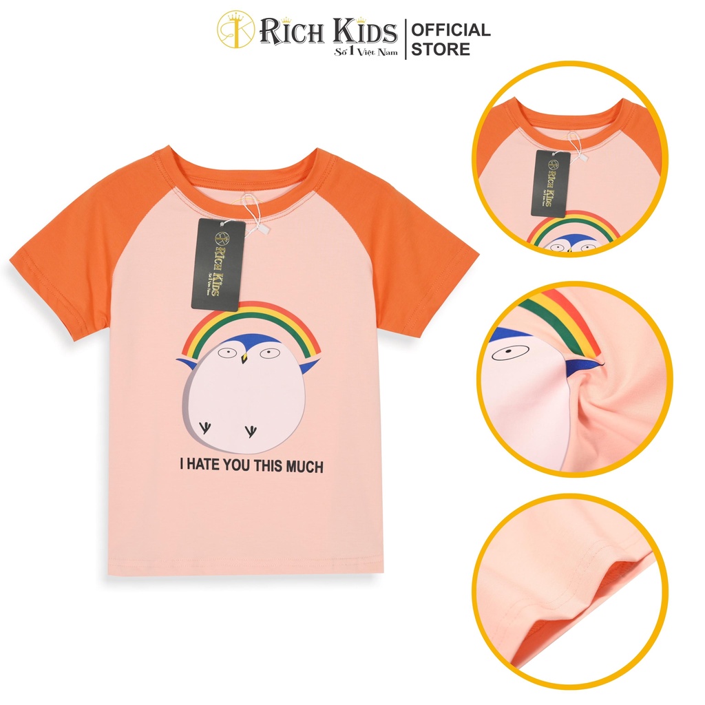 RICHKIDS -  (Cotton SG Chính Phẩm) Áo Thun Phối Tay Bé Gái Siêu Dễ Thương Từ 10 - 46KG