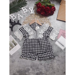 Bộ kẻ thô ren cho bé gái B0040
