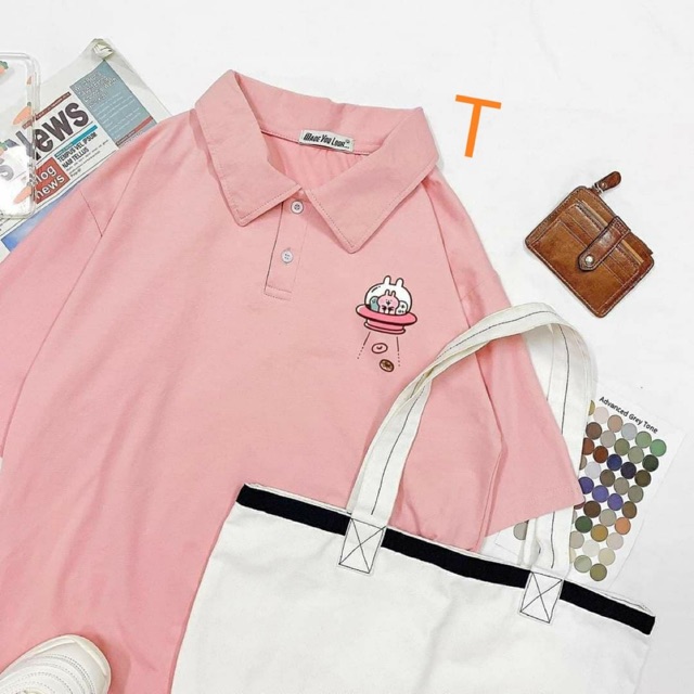 Sét áo polo thỏ đĩa bay + quần kẻ đen TT12