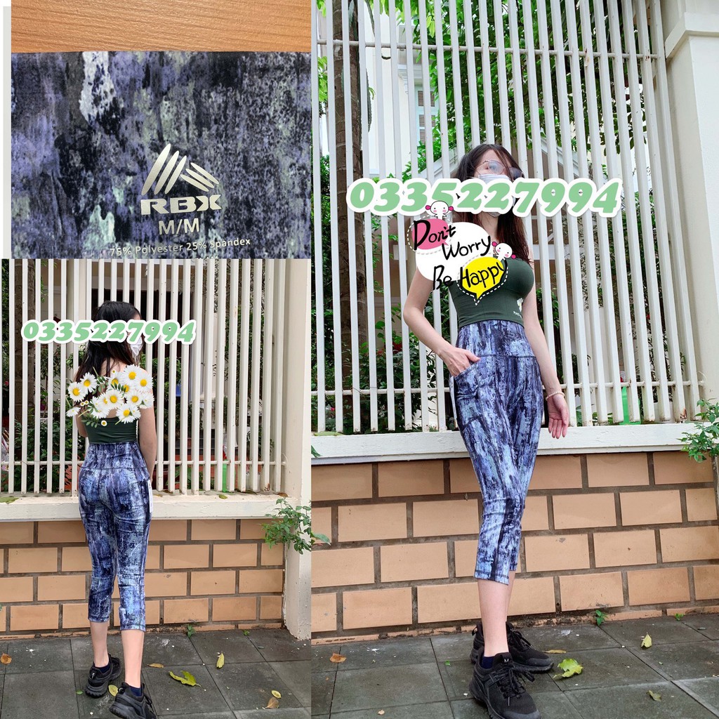 Quần tập yoga gym nữ legging cạp cao nâng mông hãng Rbx xuất dư có túi