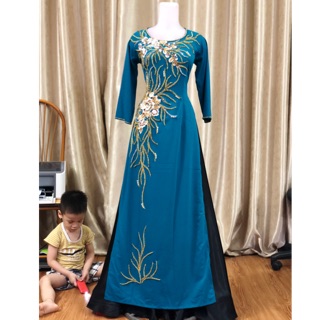 ÁO DÀI XANH CỔ VỊT