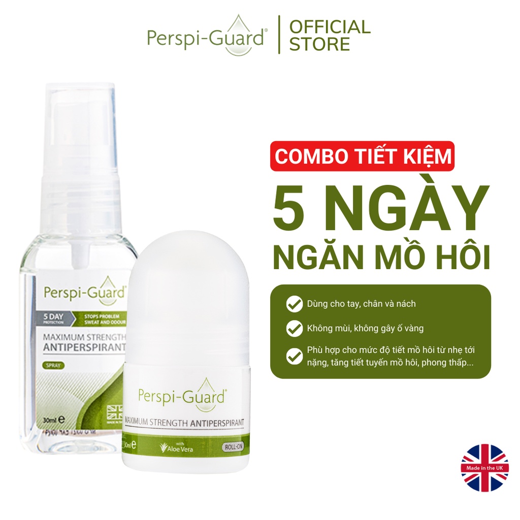 Combo ngăn mồ hôi Perspi-Guard lăn khử mùi 30ml + xịt khử mùi 30ml