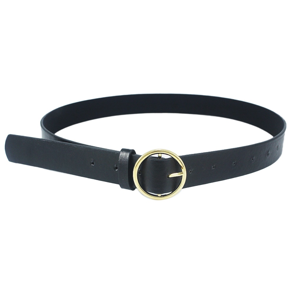 Thắt lưng quần jean giả da khóa chốt bằng kim loại hình tròn thời trang cho nữ