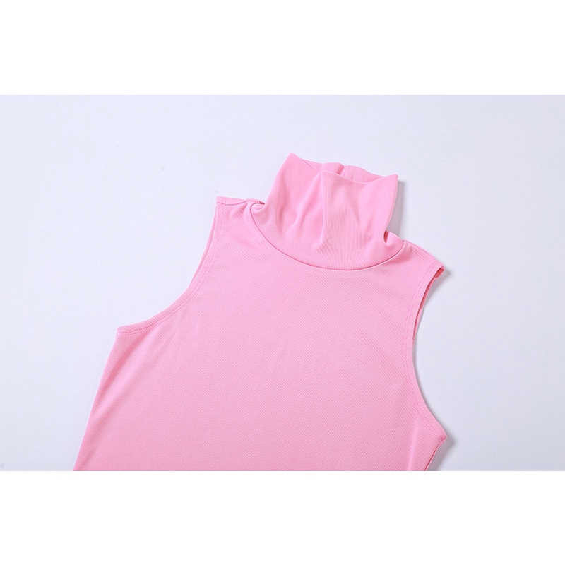 Áo Tank Top Cổ Cao Màu Trơn Phong Cách Đường Phố Cá Tính Cho Nữ