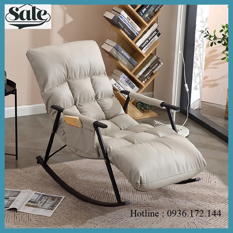 Ghế bập bênh thư giãn đệm da cao cấp - Ghế sofa lười bọc da thư giãn khung thép - Có Video Và Ảnh Thật