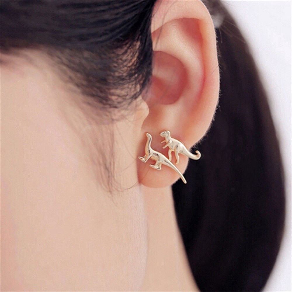 Bộ 3 đôi bông tai hợp kim hình khủng long dễ thương