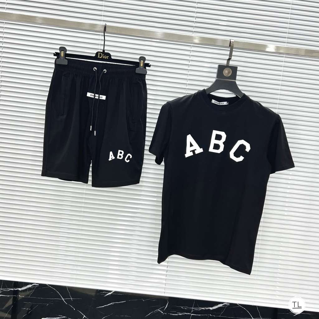 Bộ quần áo mùa hè cao cấp cổ tròn vải cotton xịn dành cho nam essential 7 (ảnh thật)