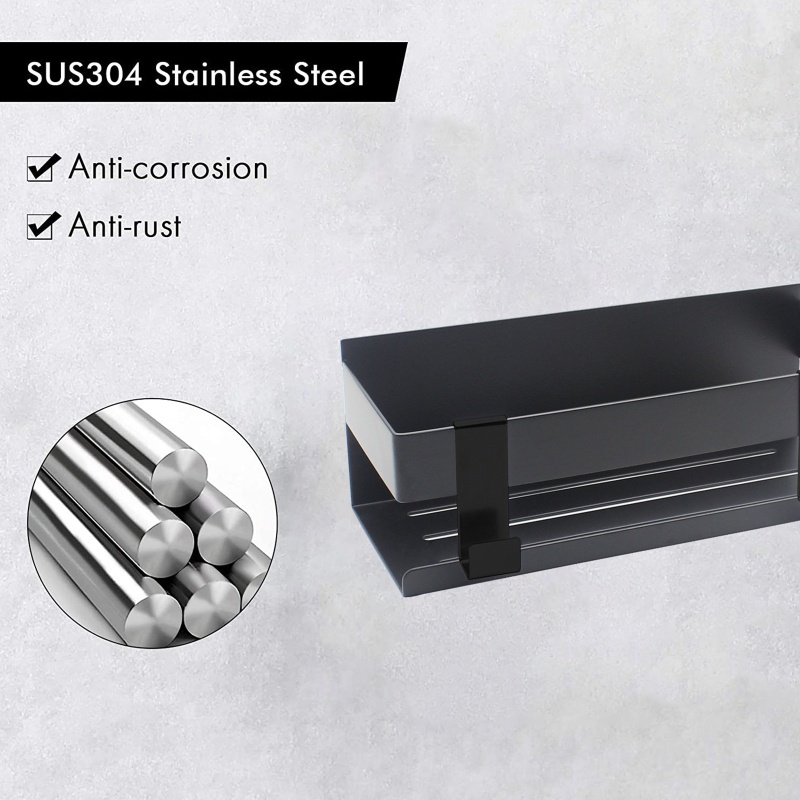 Giá Đỡ Đựng Đồ Dùng Nhà Tắm Gắn Tường Có Móc Treo