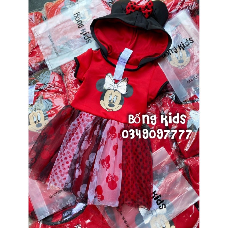 Váy Cosplay Tutu Bé Gái Minnie Hoodie Đỏ DN