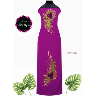 Vải áo dài vẽ hoa sen, sang trọng . Mã C11
