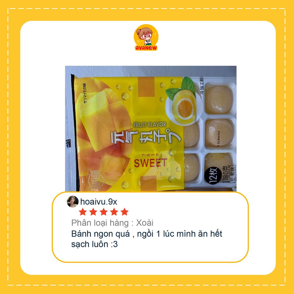 Bánh mochi Đài Loan nhân kem trái cây 🍣 Avanow 🍣 180g 12 cái