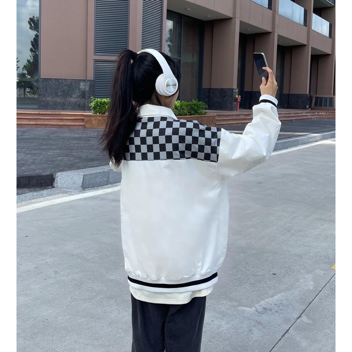 Khoác Kaki CARO Jacket màu ĐEN/TRẮNG Form Rộng Dày Dặn Phong Cách Ulzzang Unisex  JayStoree2