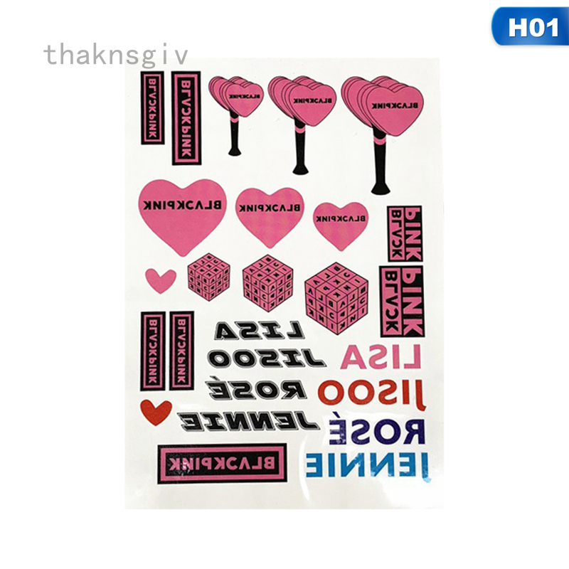 thaknsgiv Sticker giả xăm hình BTS BLACKPINK TWICE GOT7 SEVENTEEN IZONE