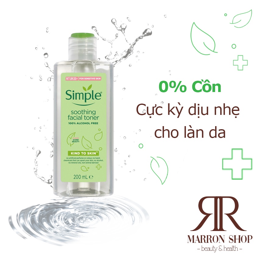 Nước hoa hồng Simple Soothing Facial Toner 200ml