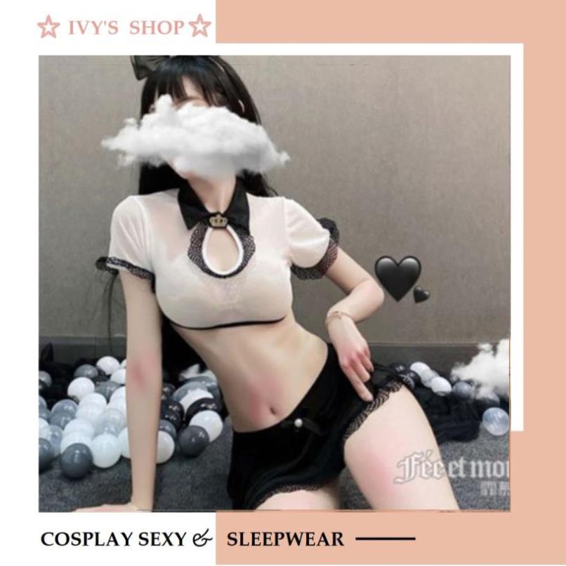 Đồ Ngủ Cosplay Sexy Học Sinh Nữ Cao Cấp - Váy Ngủ Sexy Nữ Sinh Voan Xuyên Thấu Mã NS002 ns001