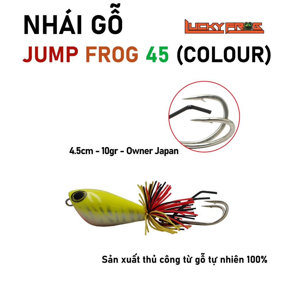 NHÁI GỖ JUMPFROG 45 COLOR - MỒI GIẢ CÂU LURE CÁ LÓC LUCKY THÁI LAN - 4.5CM 8GR