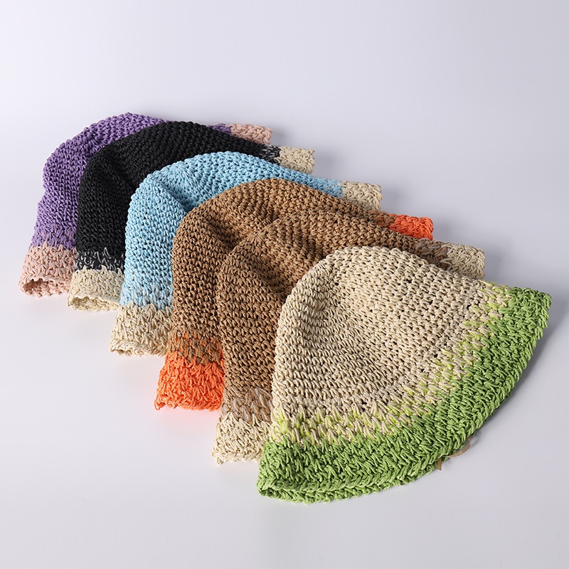 Nón tai bèo đan cói bằng tay màu sắc gradient thời trang mùa hè có thể gấp được dành cho nữ khi đi du lịch