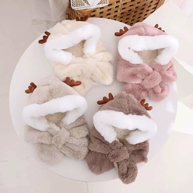 set mũ lông gấu kèm khăn cho bé (có hình thật)