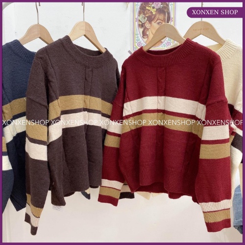 Áo len vân tít 2 sọc chất len dày mịn co giãn thoải mái free size XONXEN TAM KỲ 269 HÙNG VƯƠNG mã 2031