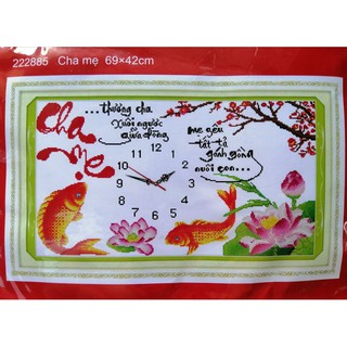Tranh thêu chữ thập Cha mẹ 222885 (chưa thêu)