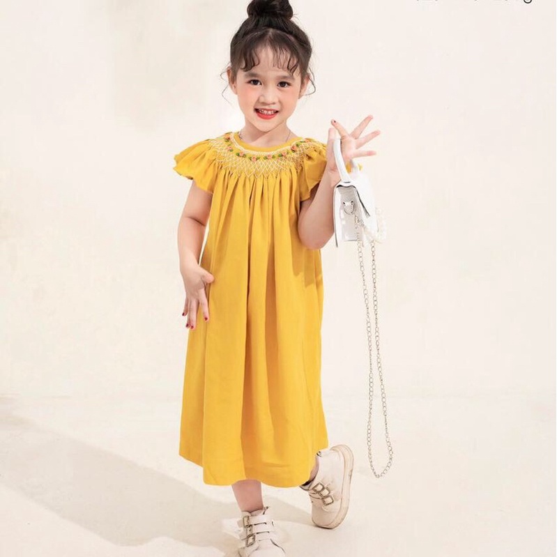 ĐẦM SMOCK ĐÔI MẸ VÀ BÉ CÁNH TIÊN VÀNG