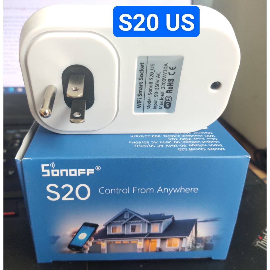 Ổ Cắm WIFI SONOFF S20 Chuẩn EU/US Ứng Dụng Ewelink Điều Khiển Từ Xa Hẹn Giờ Nhà Tự Động Hóa