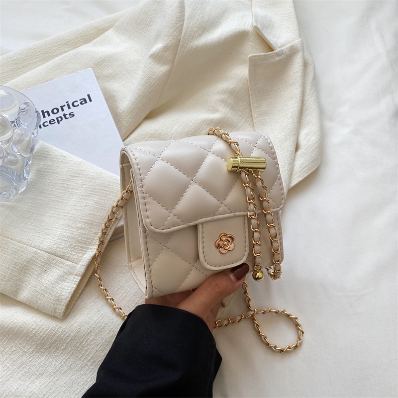 Túi đeo vai IELGY dáng hộp vuông họa tiết hình thoi phối dây xích thời trang cho nữ