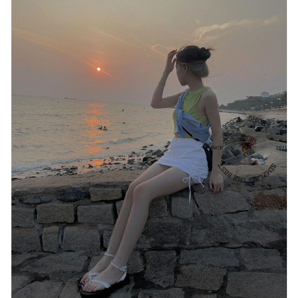 GIÀY ĐẾ XUỒNG TOTIIE SHOES - SANDAL NỮ ĐẾ BẰNG ULZZANG - GIÀY XỎ NGÓN QUAI MẢNH CHÉO DÂY S2112080 S2203090