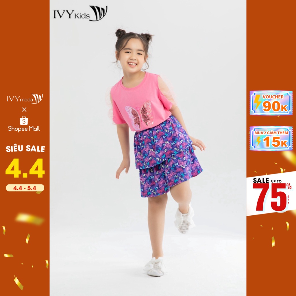 [Mã WABRIVY153 giảm 12% đơn 250K] Chân váy xòe 2 tầng bé gái IVY moda MS 31G1069