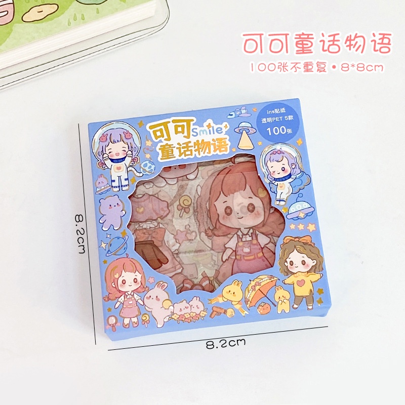 Set 100 miếng sticker nhãn dán hộp nhỏ siêu cute, dễ thương nhiều chủ đề