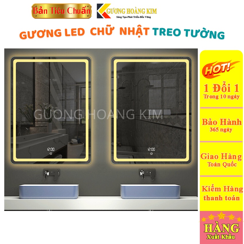 Gương cảm ứng treo tường, gương nhà tắm phòng tắm, gương đèn led giá rẻ 3 kích thước - guonghoangkim BTiêuChuẩn