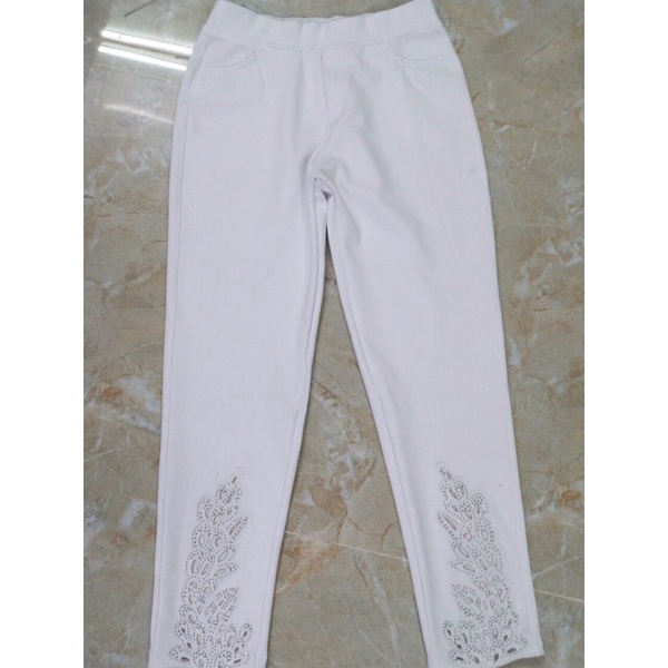Quần Tây Thun Trung Niên Màu Trắng Chất Kaki Thun Mềm Mát Chuẩn Form
