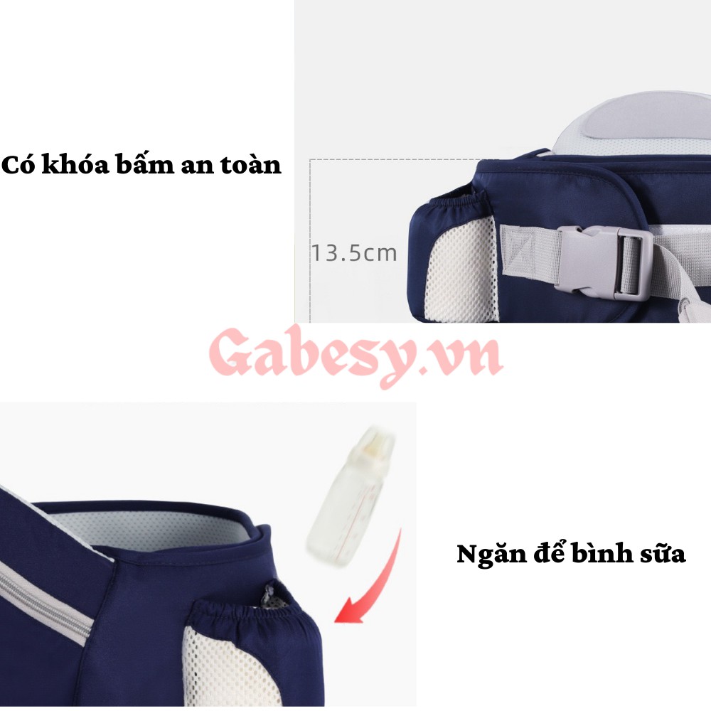 Địu Em Bé 4 Tư Thế 🔥GABESY 🔥GBS3 Chống Gù Lưng, Siêu Thoáng Khí, Gọn Nhẹ, Trợ Lực - Địu Trẻ Em, Địu Cho Bé Chính Hãng