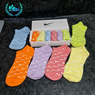 Tất nike cổ ngắn nhiều màu nữ vớ thể thao nhiều màu cổ thấp hộp 6 đôi cao cấp