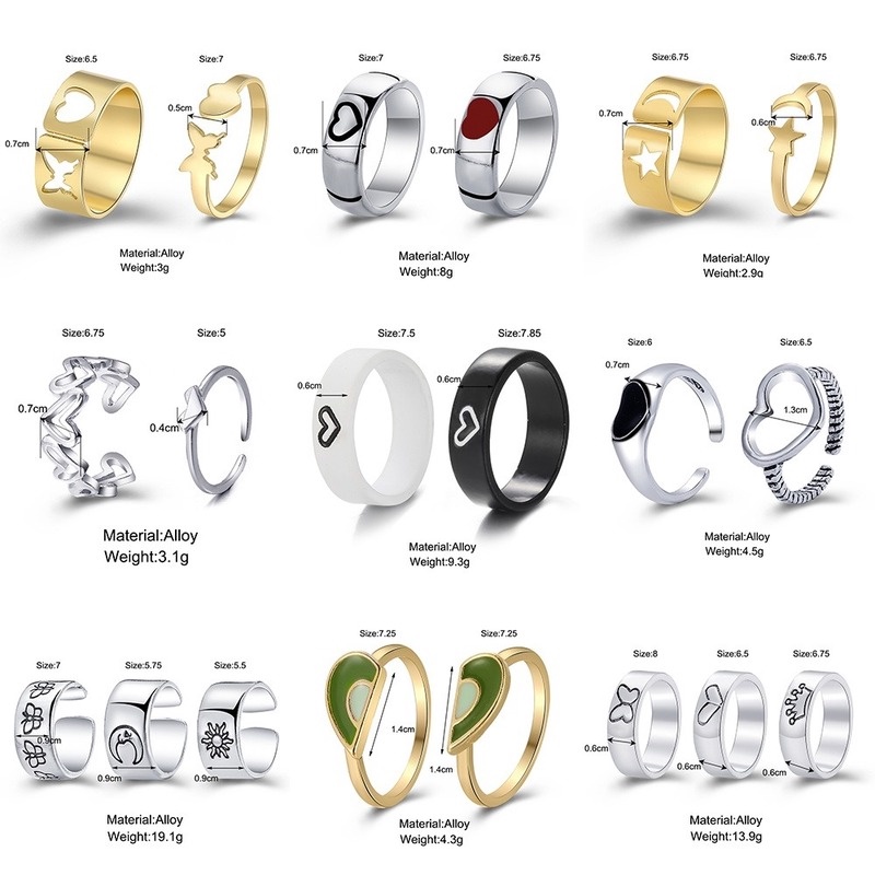 Bộ 2 nhẫn 17KM thiết kế đơn giản xinh xắn phong cách thời trang cho cặp đôi