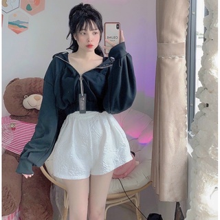 Áo Khoác Nỉ Cánh Dơi, tay phồng Form Croptop - Phong Cách ullzang - Hình Thật
