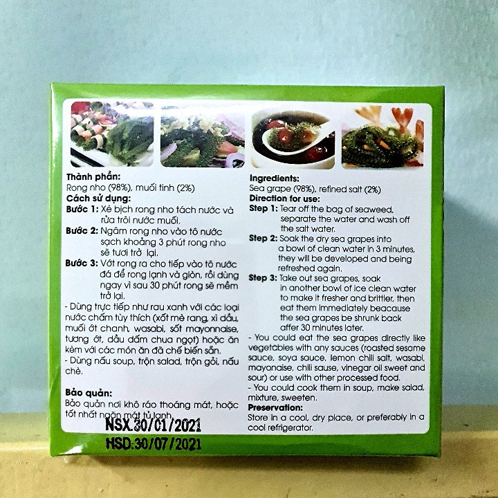 Rong nho tách nước Sea Việt hộp 220g 11 gói - Mỗi gói 20g + Tặng 1 gói nước sốt mè rang | BigBuy360 - bigbuy360.vn