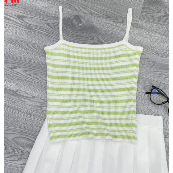 Áo 2 dây nữ FM Style hoạ tiết sọc chất thun gân thời trang mùa hè 206110027
