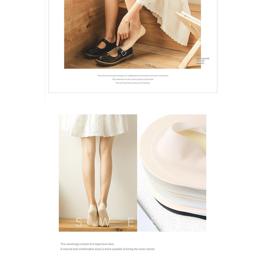 Hộp 7 đôi tất nữ lụa, siêu bám dính khó tuột Caramella