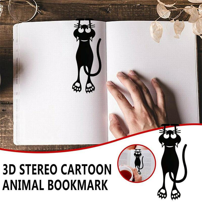 Thẻ đánh dấu trang sách hình mèo đen 3d sáng tạo chống nước bền bỉ
