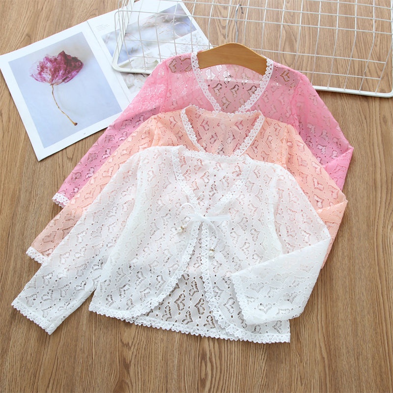 Áo Khoác Ren Mỏng Tay Dài Thời Trang Dành Cho Bé Gái