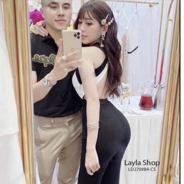 Jum hỡ lưng ống loe phối màu