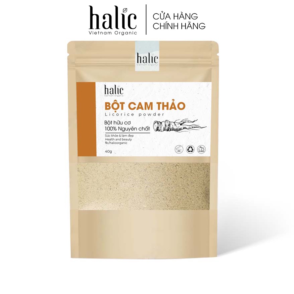 Bột Cam Thảo đắp mặt nạ nguyên chất Halic Organic 125G trắng da, dưỡng ẩm, làm chậm quá trình lão hóa của da
