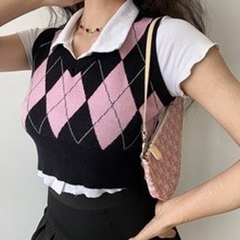 Áo len không tay cổ chữ v phong cách retro mới 211108 | BigBuy360 - bigbuy360.vn