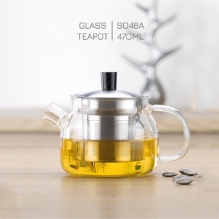 Bình lọc trà thủy tinh lõi lọc inox 470mL S048A - Ấm trà thủy tinh chịu nhiệt hiện đại tối giản Samahome Shop