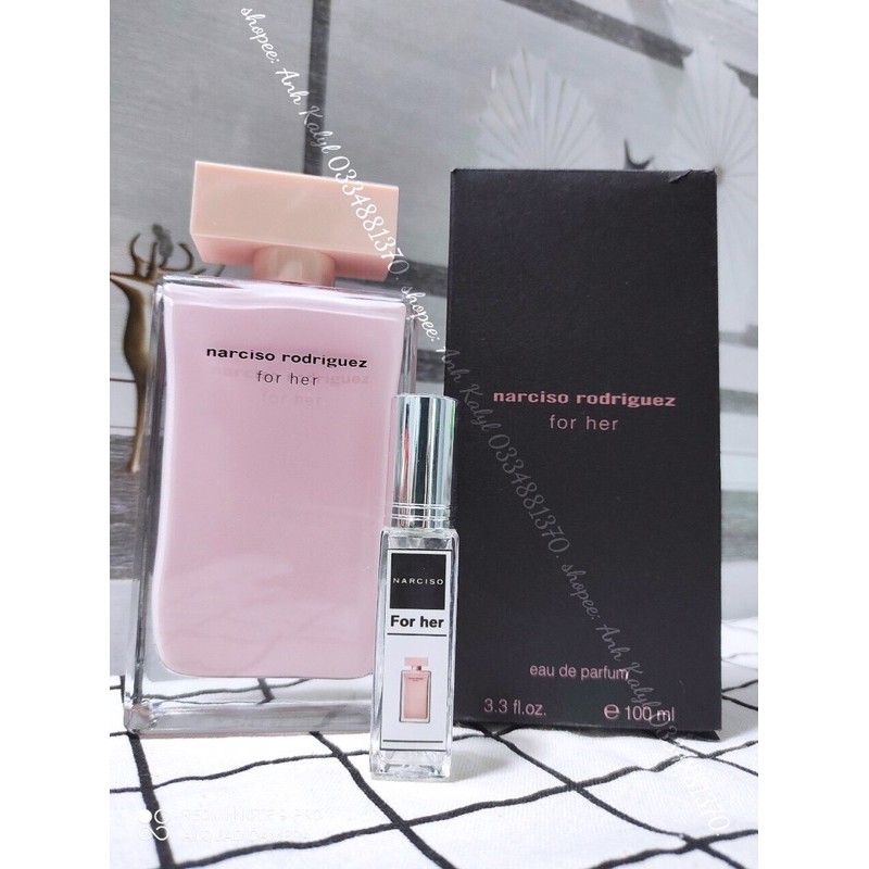 NƯỚC HOA NỮ NARCISO RODRIGUEZ FOR HER EAU DE PARFUM CỦA HÃNG NARCISO RODRIGUEZ EDP 100ml narciso hồng nhạt