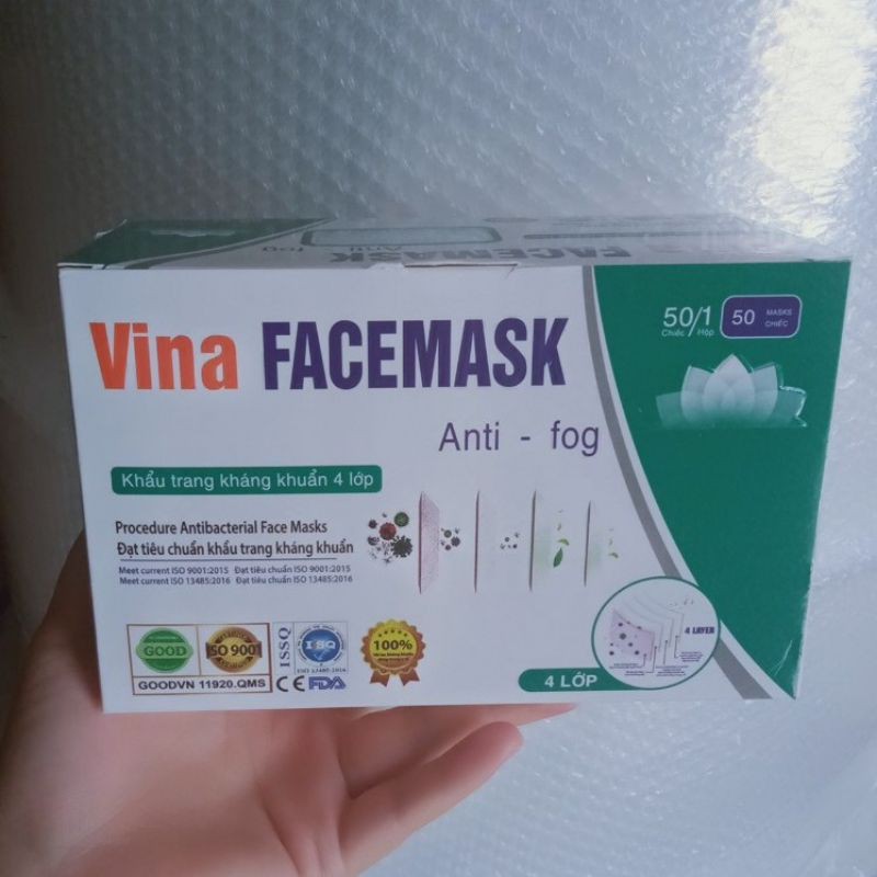 Hộp 50 cái khẩu trang y tế 4 lớp công nghệ kháng khuẩn cao cấp Face mask